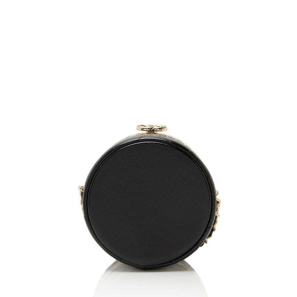Chanel Lambskin Lock Frame Round Mini Vanity Case with Chain - Picture 4 of 10